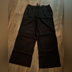 A New Day Black Linen Blend Wide-Leg Pants Size Large